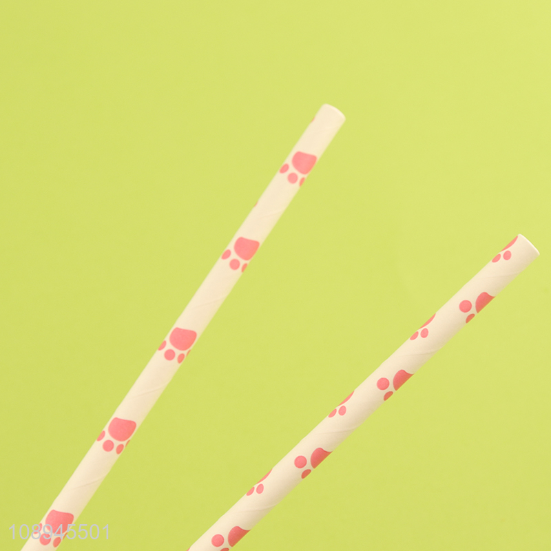 Wholesale Cat Paw Print Straws Decorative Paper Straws