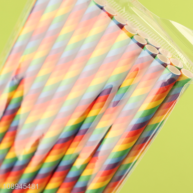 Factory Wholesale Durable Rainbow Color Paper Drinking Straws