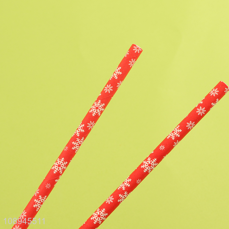 Hot Sale Christmas Paper Straws Snowflake Drinking Straws