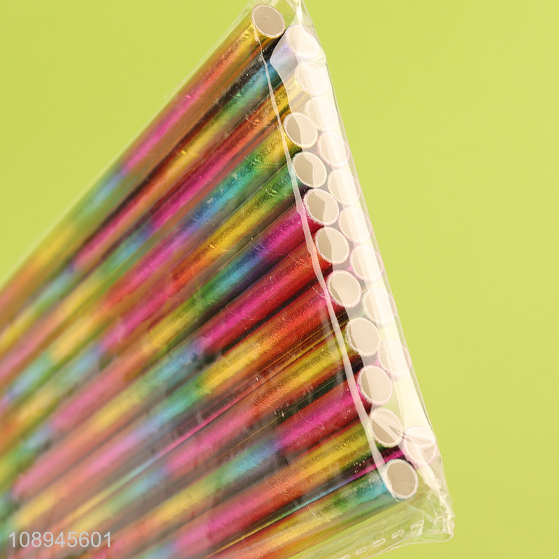 Wholesale Rainbow Color Biodegradable Paper Straws for Drinks