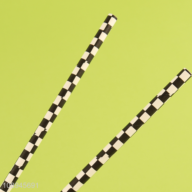 New Arrival Disposable Paper Drinking Straws Checkered Straws