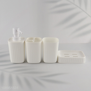 High Quality 4PCS Plastic Bathroom Accessories Set with Soap Dish