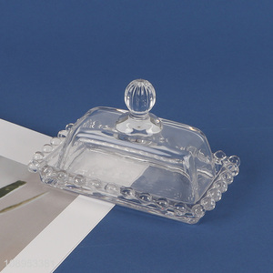 Yiwu market glass cheese dessert storage box with lid