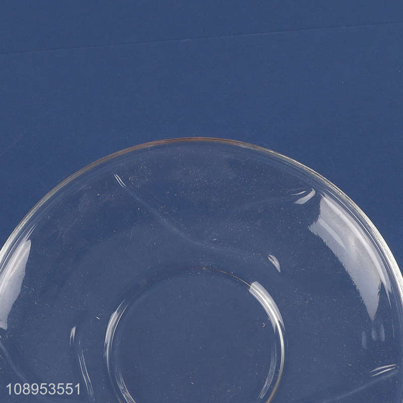 Latest products glass round saucer glass plate for home restaurant