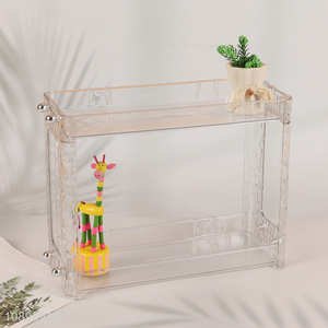 Low price space-saving clear plastic storage rack for home