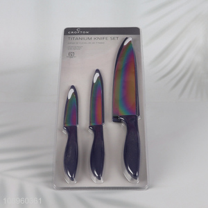 China factory 3pcs kitchen titanium knife set for home restaurant