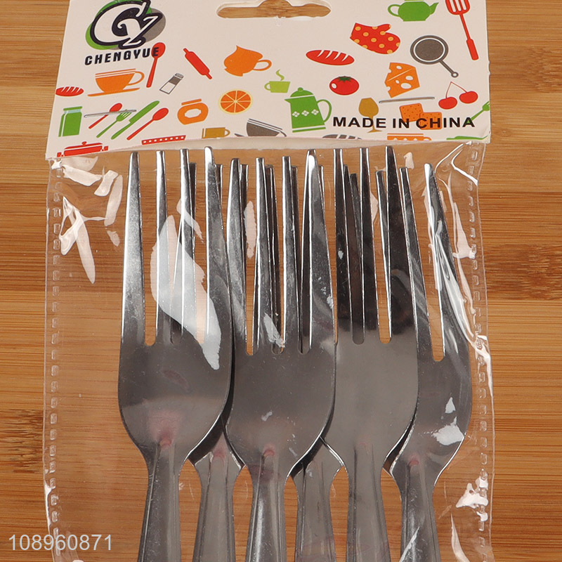 Low price 6pcs stainless steel cutlery fork with black handle