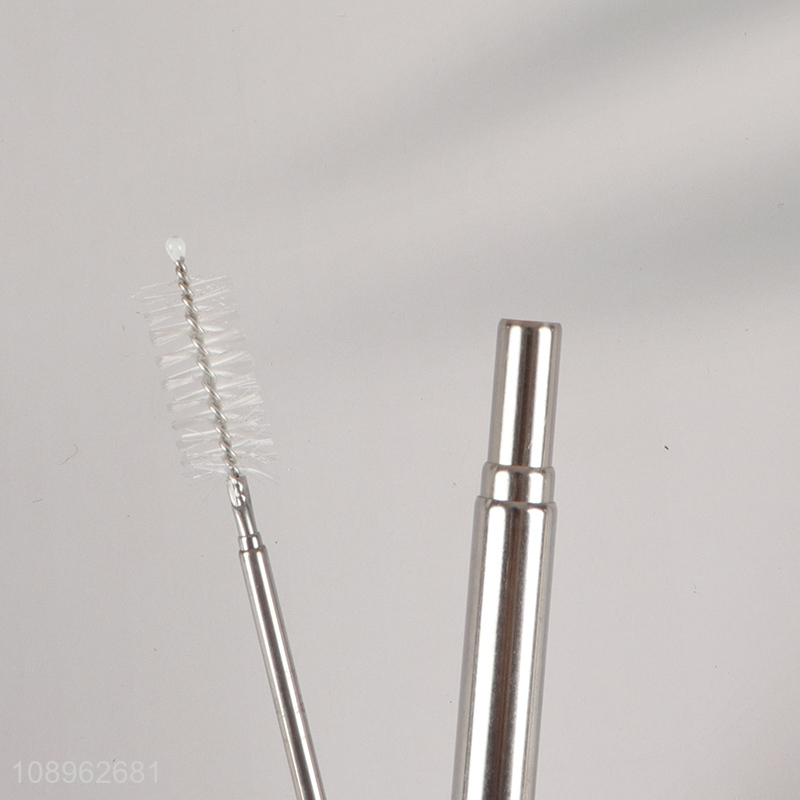 Hot selling stainless steel telescopic drinking straw with cleaning brush