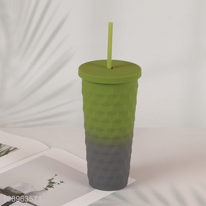 Good quality 680ml portable water cup with lid&straw