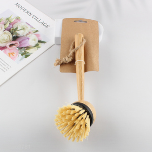 Online Wholesale Kitchen Scrub Brush Pot Dish with Bamboo Handle