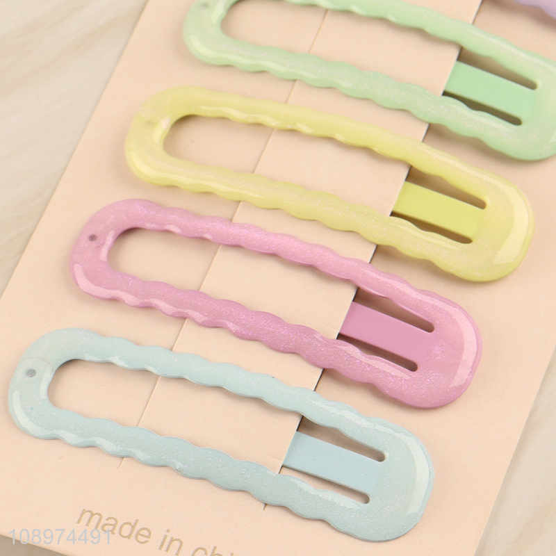 New Product 6PCS Candy Colored Snap Clips Metal Hair Clips