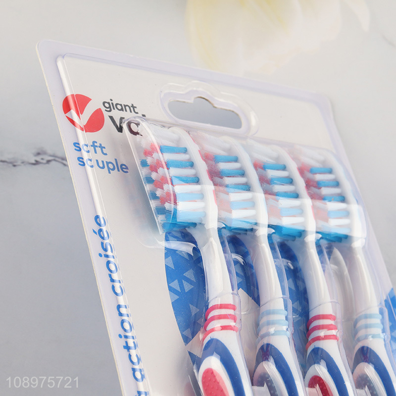 Online wholesale 4pcs soft bristle sensitive teeth toothbrush for adult