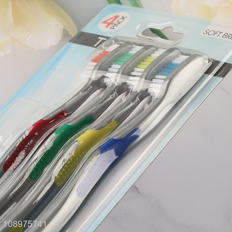 Popular products 4pcs adult soft bristle toothbrush for oral care