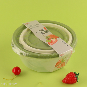 Good sale 3pcs round food container plastic <em>storage</em> <em>box</em> with lid