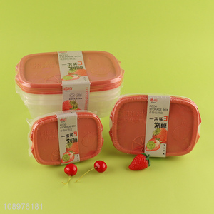 Most popular 3pcs rectangle clear food container <em>storage</em> <em>box</em> set