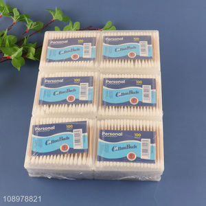 Hot products disposable personal care wooden stick cotton swab