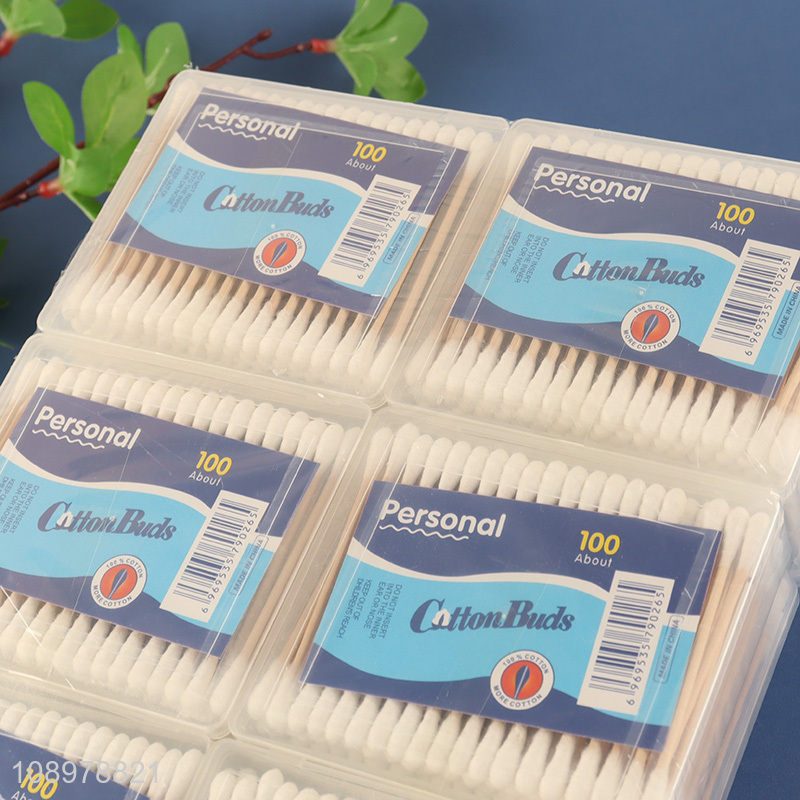 Hot products disposable personal care wooden stick cotton swab