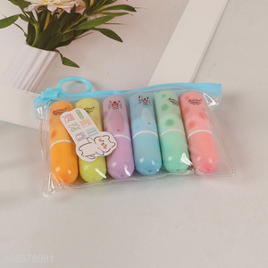 New Arrival 6 Colors Cute Highlighter Markers for School Office Students