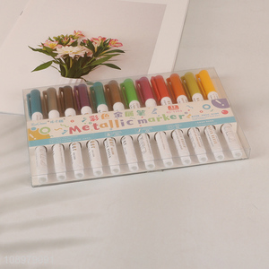 New Arrival 12 Colors Metallic Marker Pens for Journaling Painting Coloring