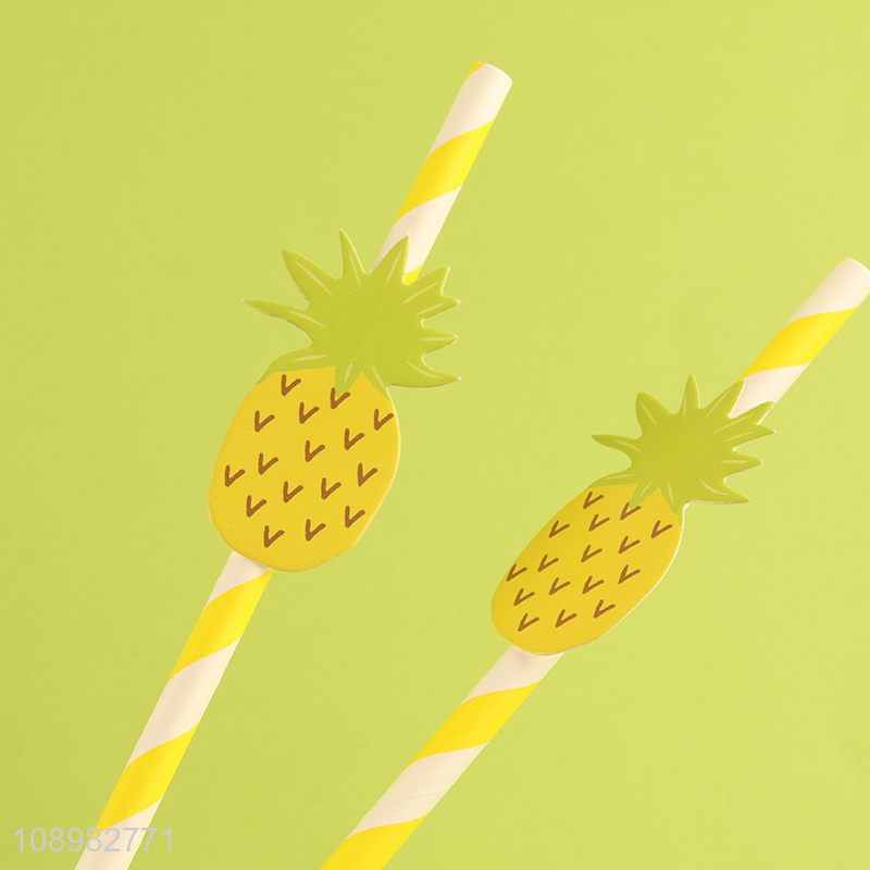 Factory supply pineapple decorative disposable paper drinking straw