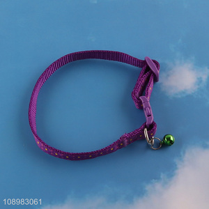 Latest products pet dog adjustable polyester collar with bell