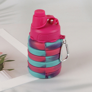 High Quality Collapsible BPA Free Silicone Water Bottle with Carabiner