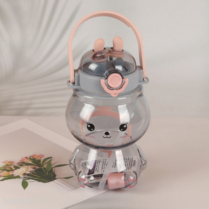 Factory Price 1130ml Cute Bunny Water Bottle with <em>Straw</em> & Shoulder Strap