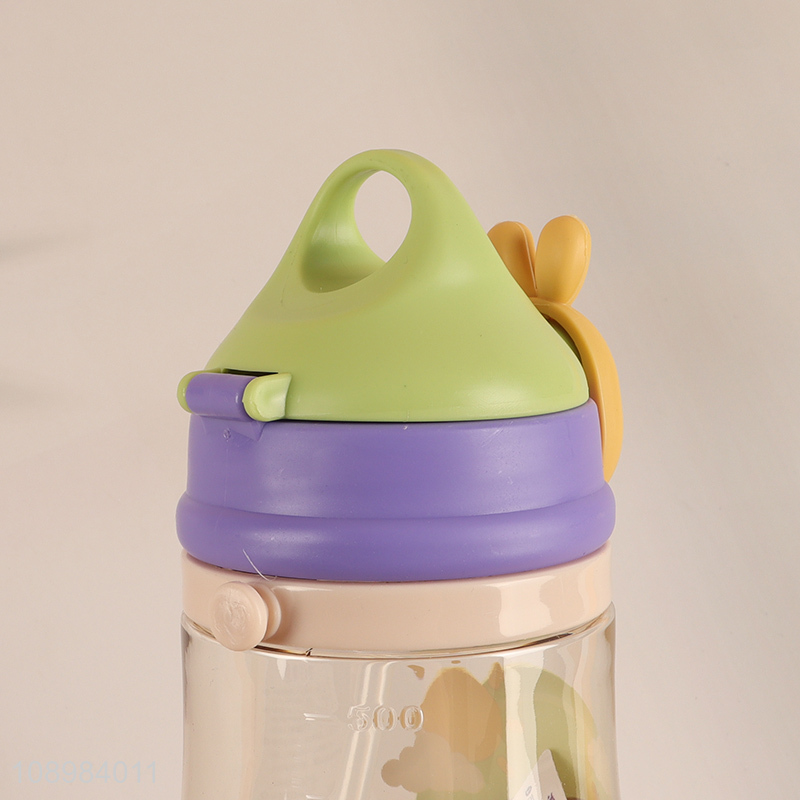 Wholesale 550ml Cute Cartoon Kids Water Bottle with Straw for Kindergarten