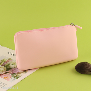 Good price pink silicone waterproof makeup bag cosmetic bag with zipper