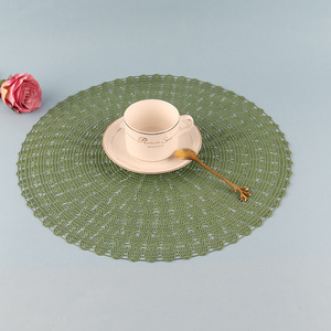 Top selling round green hollow tabletop decoration place mat dinner mat