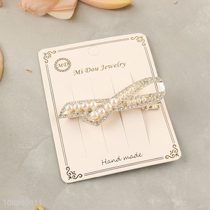 Best sale alloy hair accessories girls diamond-encrusted hairpin with pearl