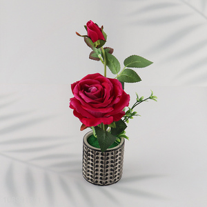 Hot items natural fake rose flower artificial potted plant