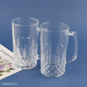 Good price 2pcs unbreakable glass water cup drinking cup with handle