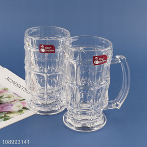 Hot products 2pcs unbreakable glass water cup with handle