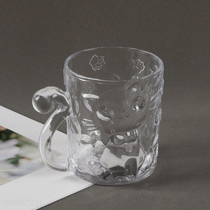 High Quality Cat Design Embossed <em>Glass</em> Water Milk <em>Cup</em> Coffee Juice Mug