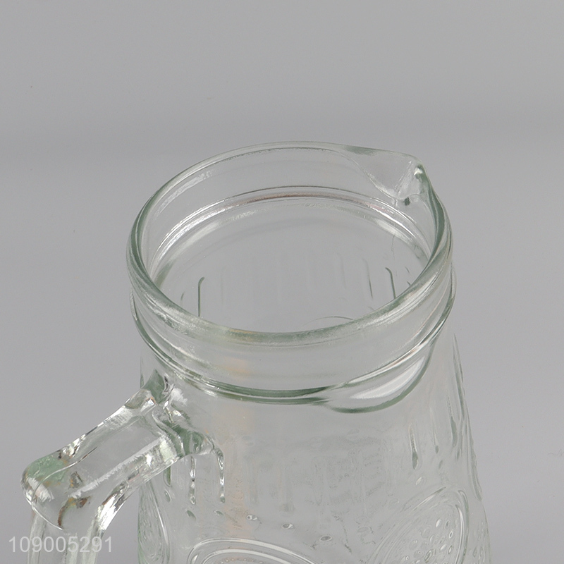 Most popular 5pcs glass embossed water cup water jug set for kitchen