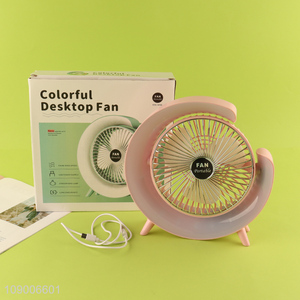 New Arrival USB Charging Mini Desktop Fan with Led Light for Bedroom