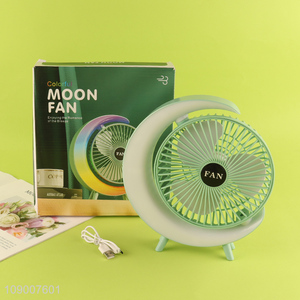 China Product USB Charing Desktop Fan Quiet Personal Fan with Led Light