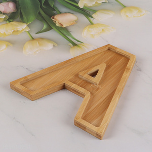 Hot products bamboo alphabet dessert plate display plate for home