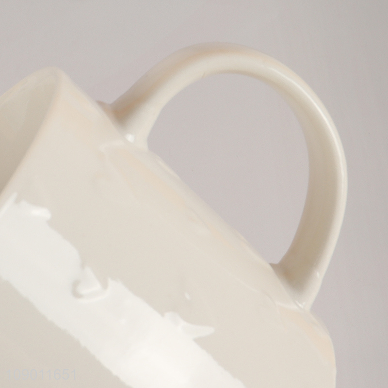 Most popular white ceramic water cup drinking cup with handle