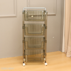 Hot Selling 4 Tier Plastic Utility Rolling Cart with Wheels & Handle