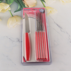 Good Quality 6PCS Steak Knives Plastic Handle Stainless Steel Steak Knives