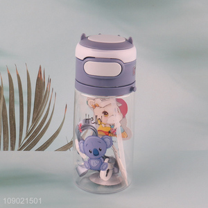 Wholesale 500ml Portable Kids Water Bottle Plastic Water Bottle with <em>Straw</em>