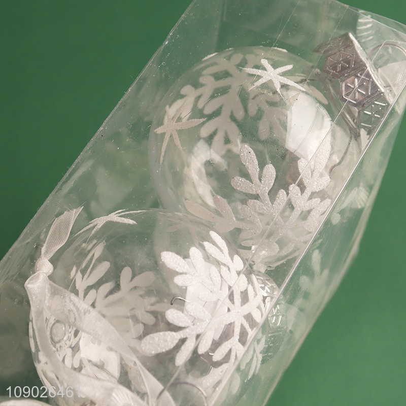 Best selling PET snowflakes clear round Christmas hanging ornaments Christmas ball