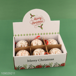 Best selling round Christmas hanging ornaments 6pcs Christmas ball set