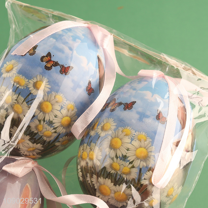 Yiwu market 4pcs Easter egg hanging ornaments for Easter decoration