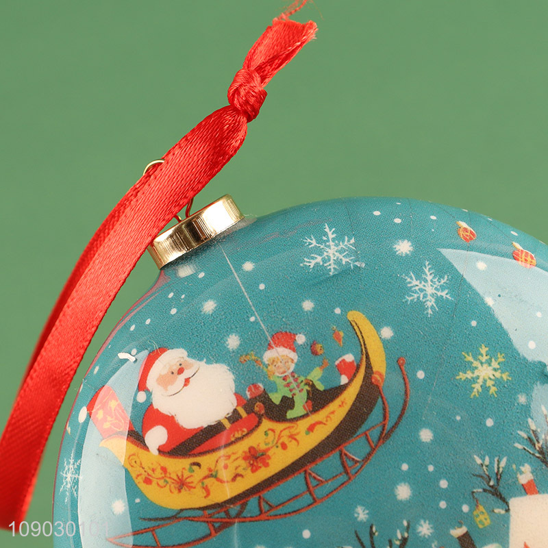 Yiwu market cartoon printed Christmas ball Christmas tree hanging ornaments