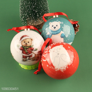 Hot items cartoon bear printed Christmas tree hanging ornaments Christmas ball