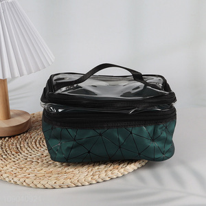 High Quality Portable PVC and PU Leather Travel Cosmetic Toiletry Bag