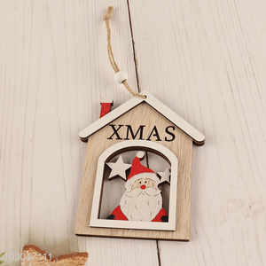 Hot selling house shape wooden Christmas hanging ornaments decoration wholesale